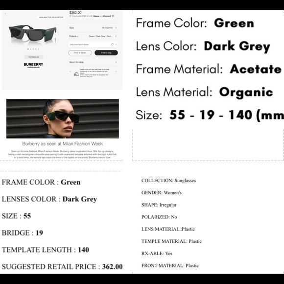 BURBERRY UNIQUE SUNGLASSES AT MILAN FASHION WEEK IN MILAN ON VICTORIA STELLA - Picture 14 of 16